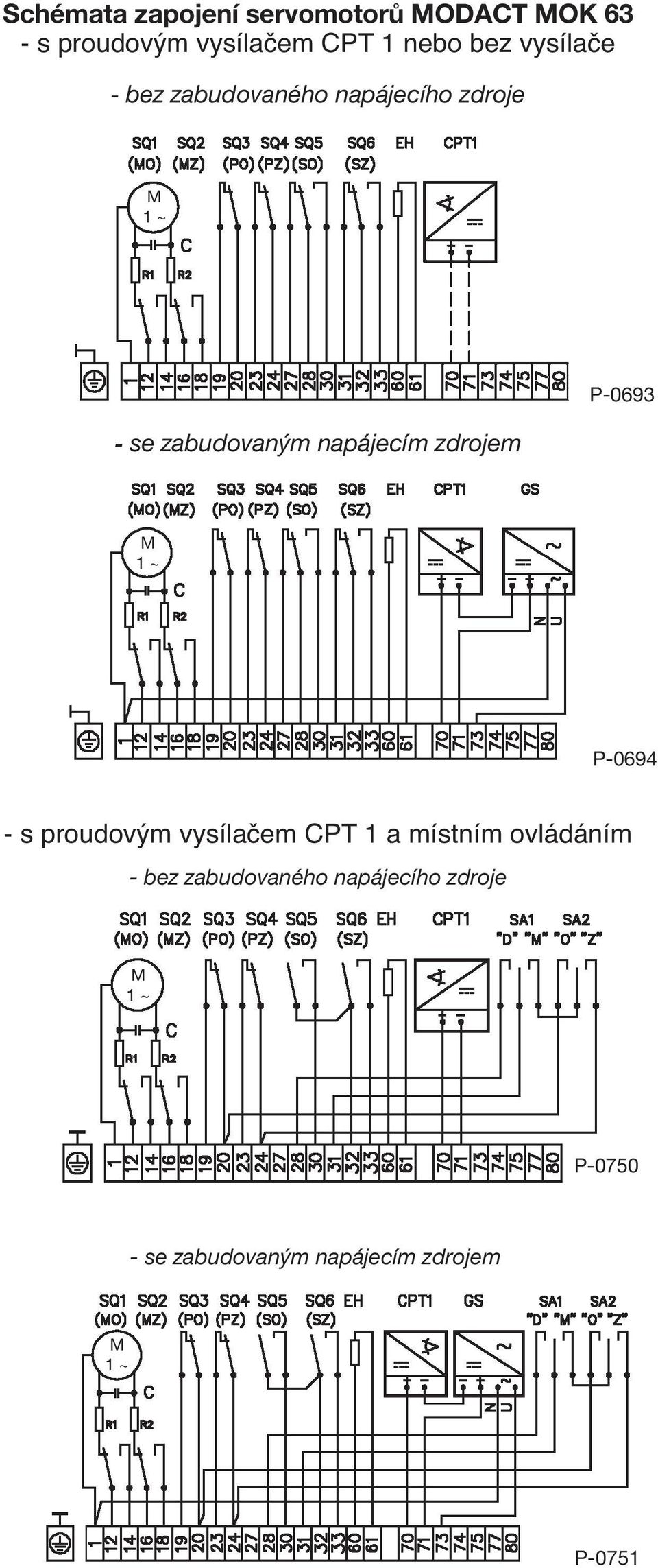 zdrojem P-0693 P-0694 - s proudovým vysílačem CPT 1 a místním ovládáním - bez