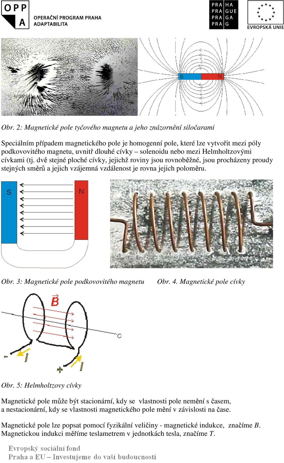 Obr. 3: Magnetické pole podkovovitého magnetu Obr. 4. Magnetické pole cívky Obr.