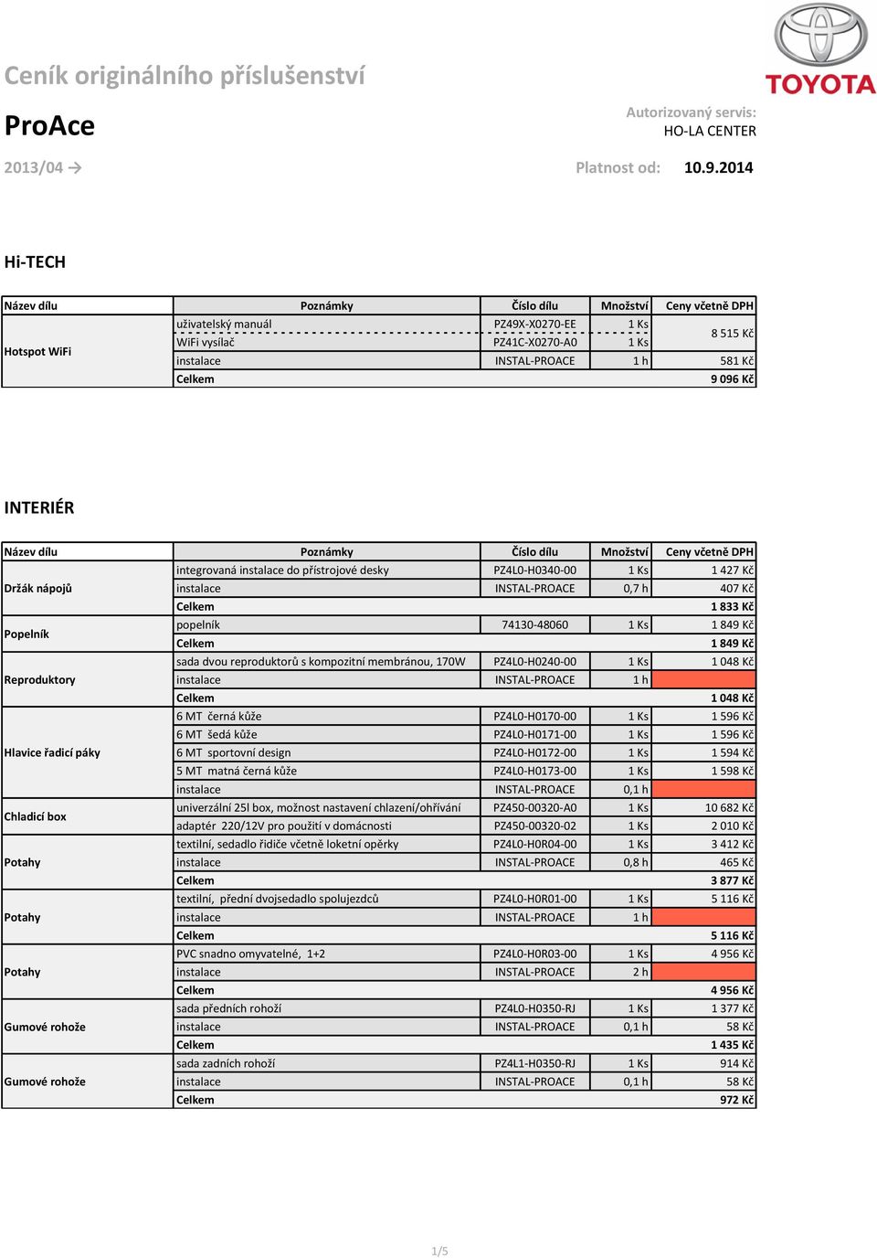 427 Kč Držák nápojů instalace INSTAL-PROACE 0,7 h 407 Kč 1 833 Kč Popelník popelník 74130-48060 1 Ks 1 849 Kč 1 849 Kč sada dvou reproduktorů s kompozitní membránou, 170W PZ4L0-H0240-00 1 Ks 1 048 Kč