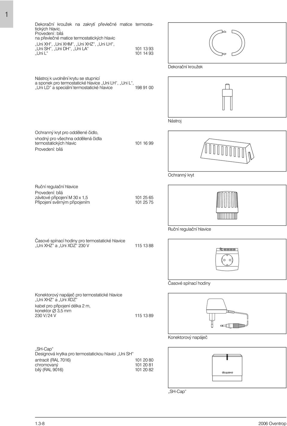 sponek pro termostatické hlavice Uni LH, Uni L, Uni LD a speciální termostatické hlavice 198 91 00 Nástroj Ochranný kryt pro oddìlené èidlo, vhodný pro všechna oddìlená èidla termostatických hlavic