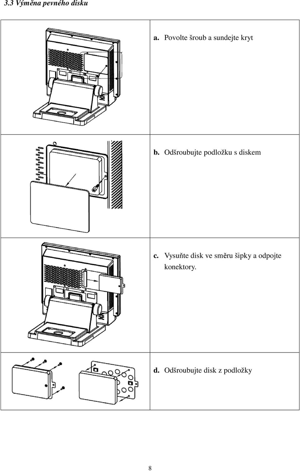 Odšroubujte podložku s diskem c.
