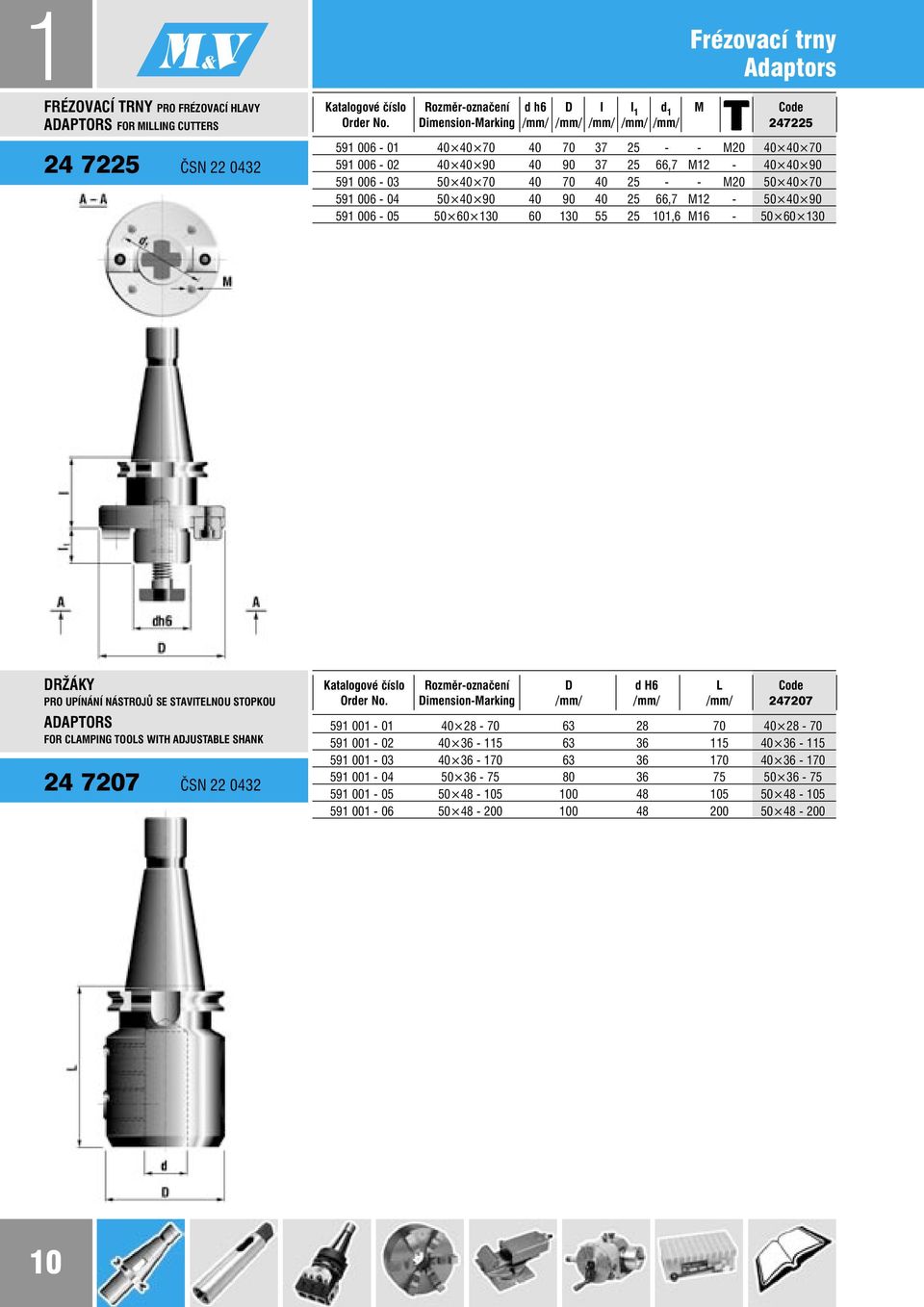 591 006-04 50 40 90 40 90 40 25 66,7 M12-50 40 90 591 006-05 50 60 130 60 130 55 25 101,6 M16-50 60 130 DRŽÁKY PRO UPÍNÁNÍ NÁSTROJŮ SE STAVITELNOU STOPKOU ADAPTORS FOR CLAMPING TOOLS WITH ADJUSTABLE