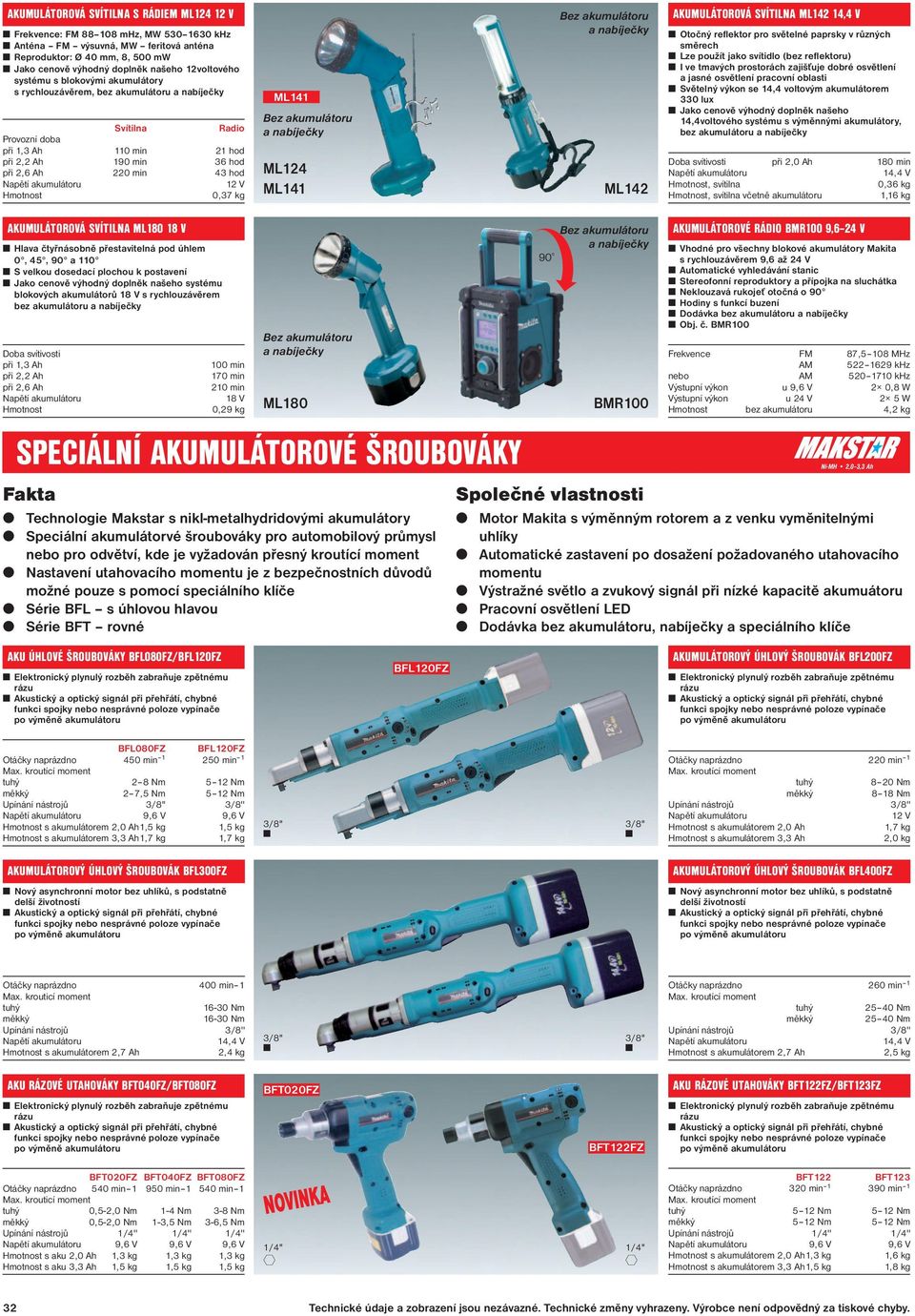 ML141 ML124 ML141 ML142 AKUMULÁTOROVÁ SVÍTILNA ML142 14,4 V Otočný reflektor pro světelné paprsky v různých směrech Lze použít jako svítidlo (bez reflektoru) I ve tmavých prostorách zajišťuje dobré