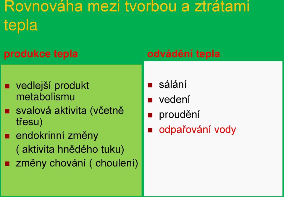 aktivita (včetně třesu) endokrinní změny ( aktivita hnědého