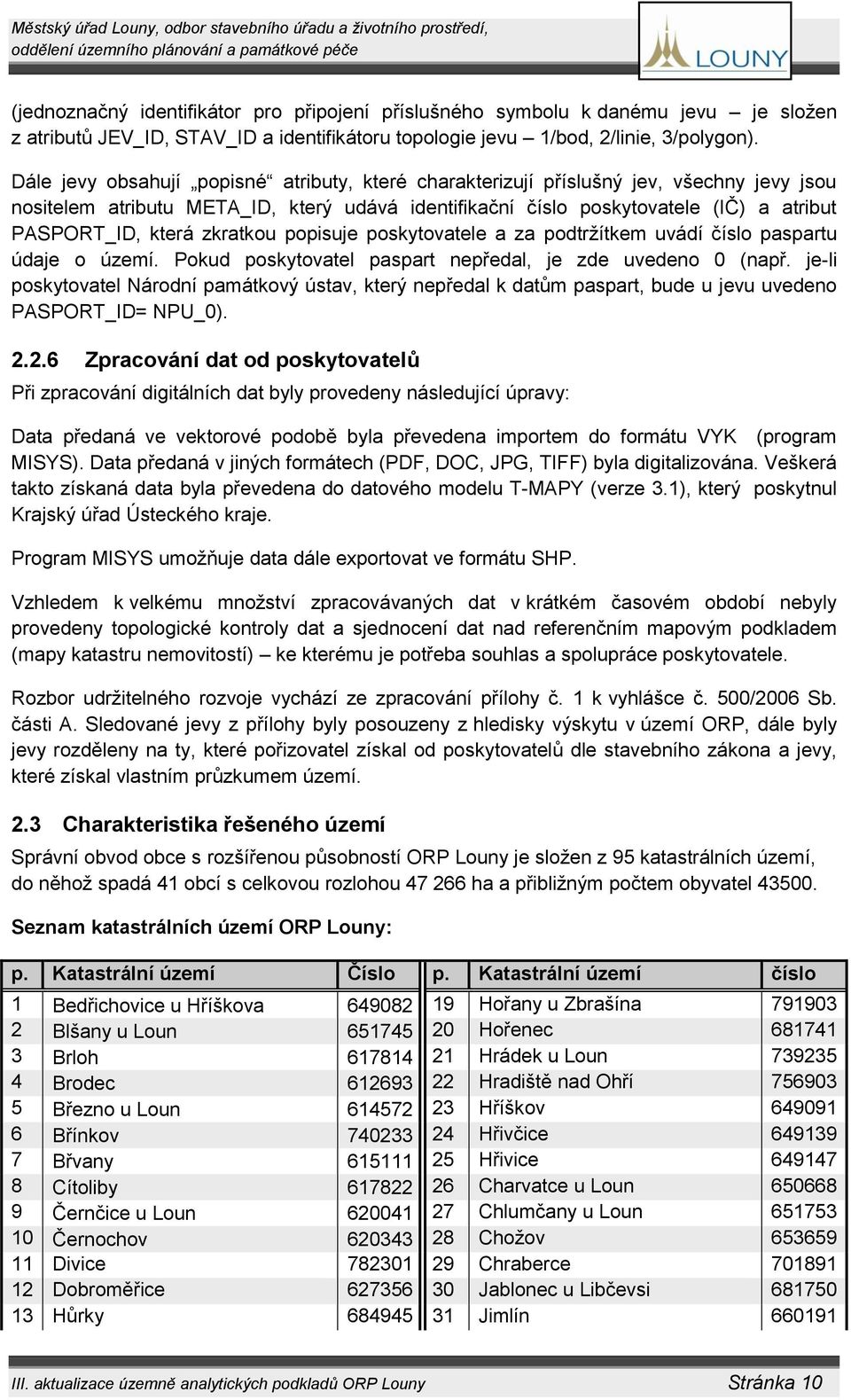 zkratkou popisuje poskytovatele a za podtržítkem uvádí číslo paspartu údaje o území. Pokud poskytovatel paspart nepředal, je zde uvedeno 0 (např.