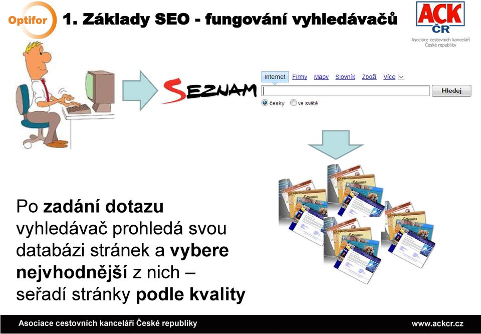 svou databázi stránek a vybere