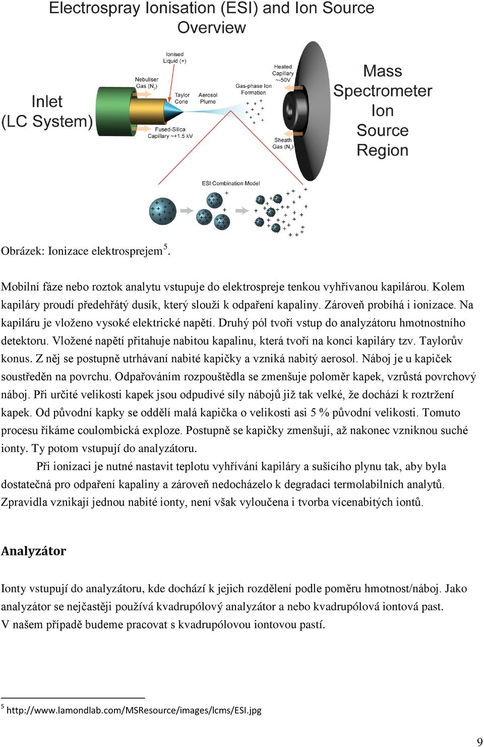 Vložené napětí přitahuje nabitou kapalinu, která tvoří na konci kapiláry tzv. Taylorův konus. Z něj se postupně utrhávaní nabité kapičky a vzniká nabitý aerosol.