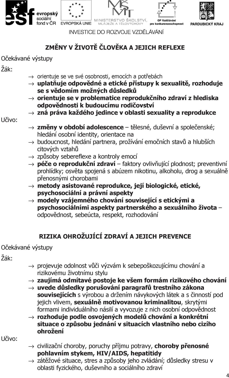 tělesné, duševní a společenské; hledání osobní identity, orientace na budoucnost, hledání partnera, prožívání emočních stavů a hlubších citových vztahů způsoby sebereflexe a kontroly emocí péče o