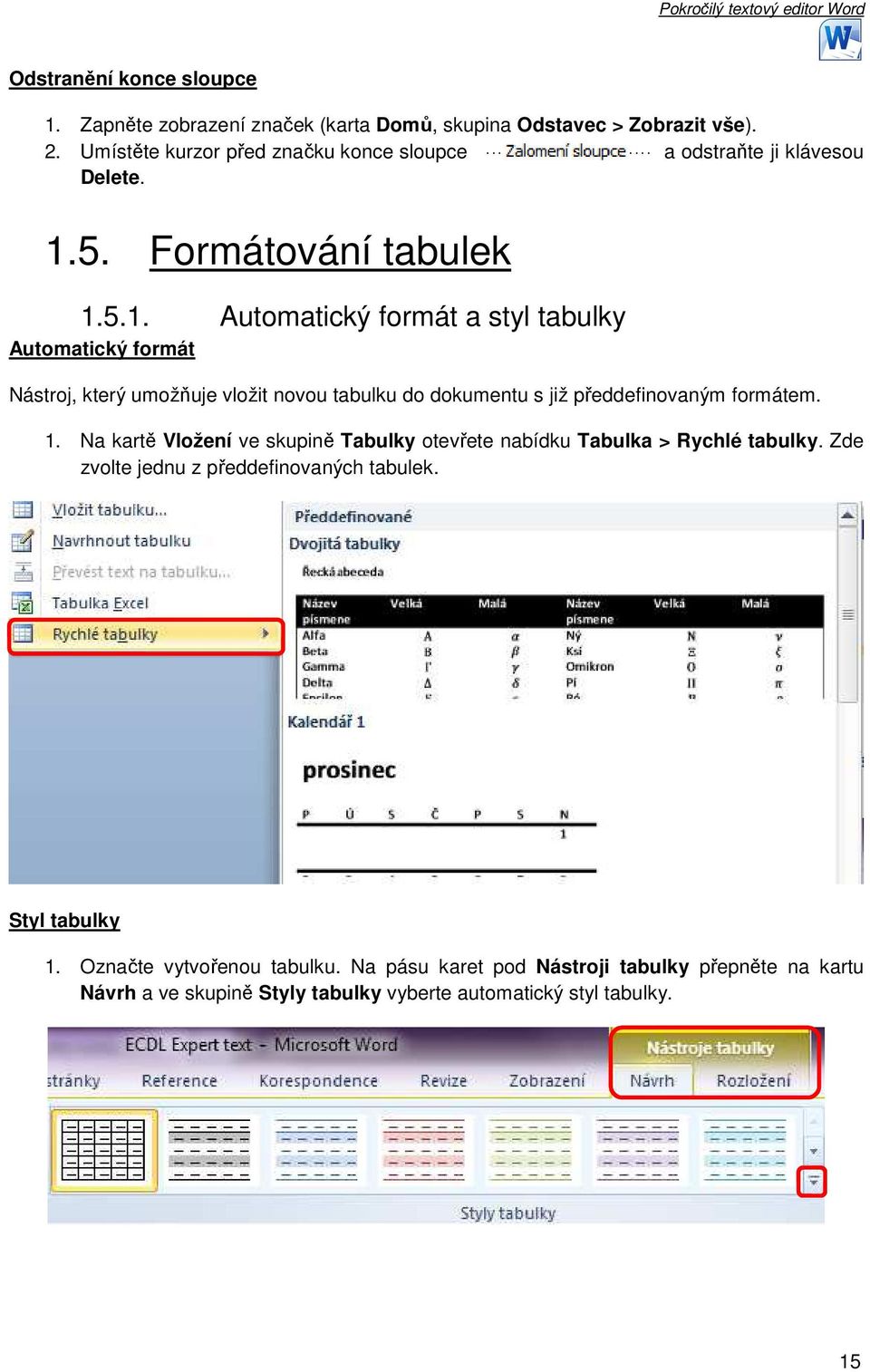 5. Formátování tabulek 1.