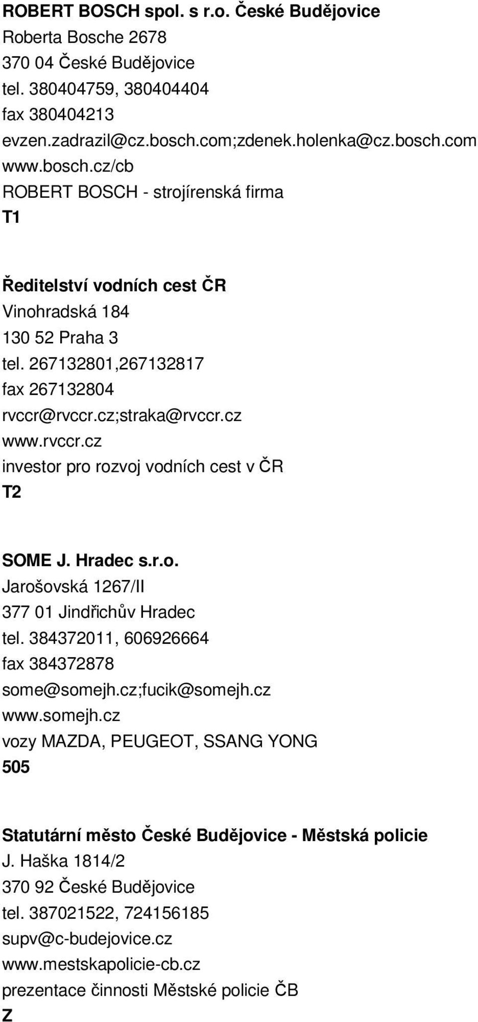 cz;straka@rvccr.cz www.rvccr.cz investor pro rozvoj vodních cest v ČR SOME J. Hradec s.r.o. Jarošovská 1267/II 377 01 Jindřichův Hradec tel. 384372011, 606926664 fax 384372878 some@somejh.