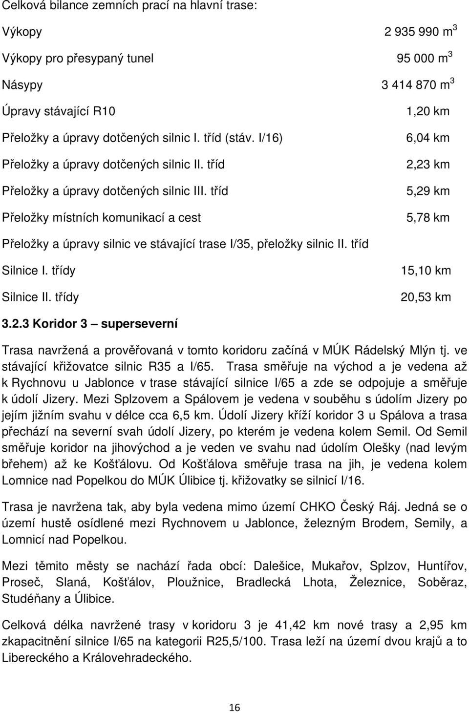 tříd Přeložky místních komunikací a cest 1,20 km 6,04 km 2,23 km 5,29 km 5,78 km Přeložky a úpravy silnic ve stávající trase I/35, přeložky silnic II. tříd Silnice I. třídy Silnice II.