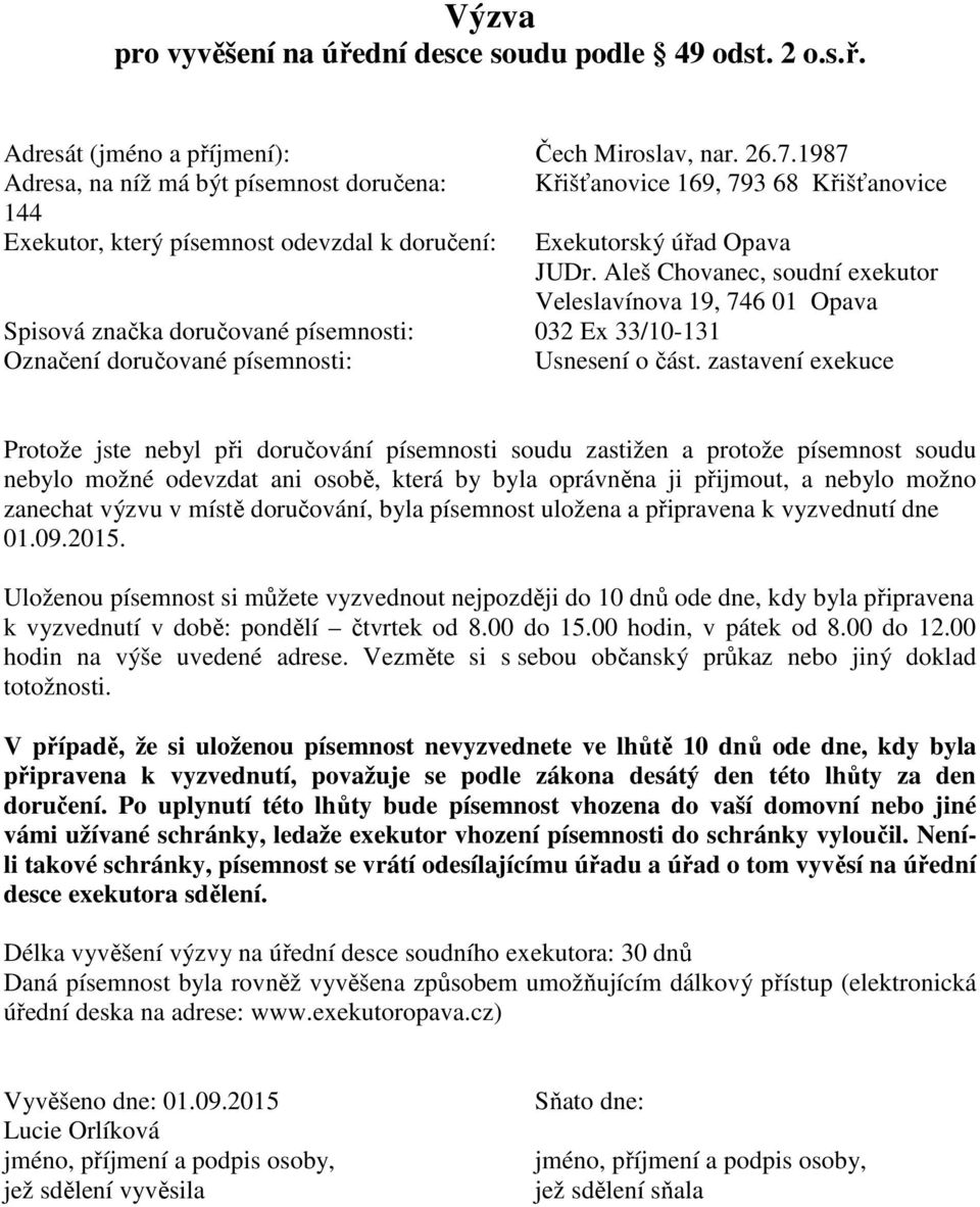 032 Ex 33/10-131 Usnesení o část.