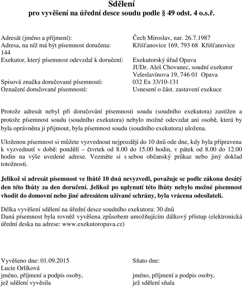 032 Ex 33/10-131 Usnesení o část.