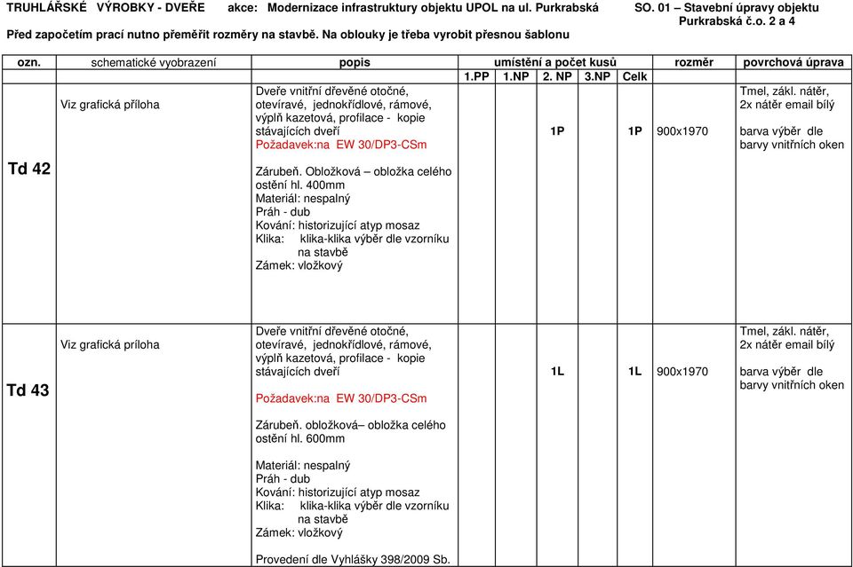 EW 30/DP3-CSm Td 42 obložka celého ostění hl.