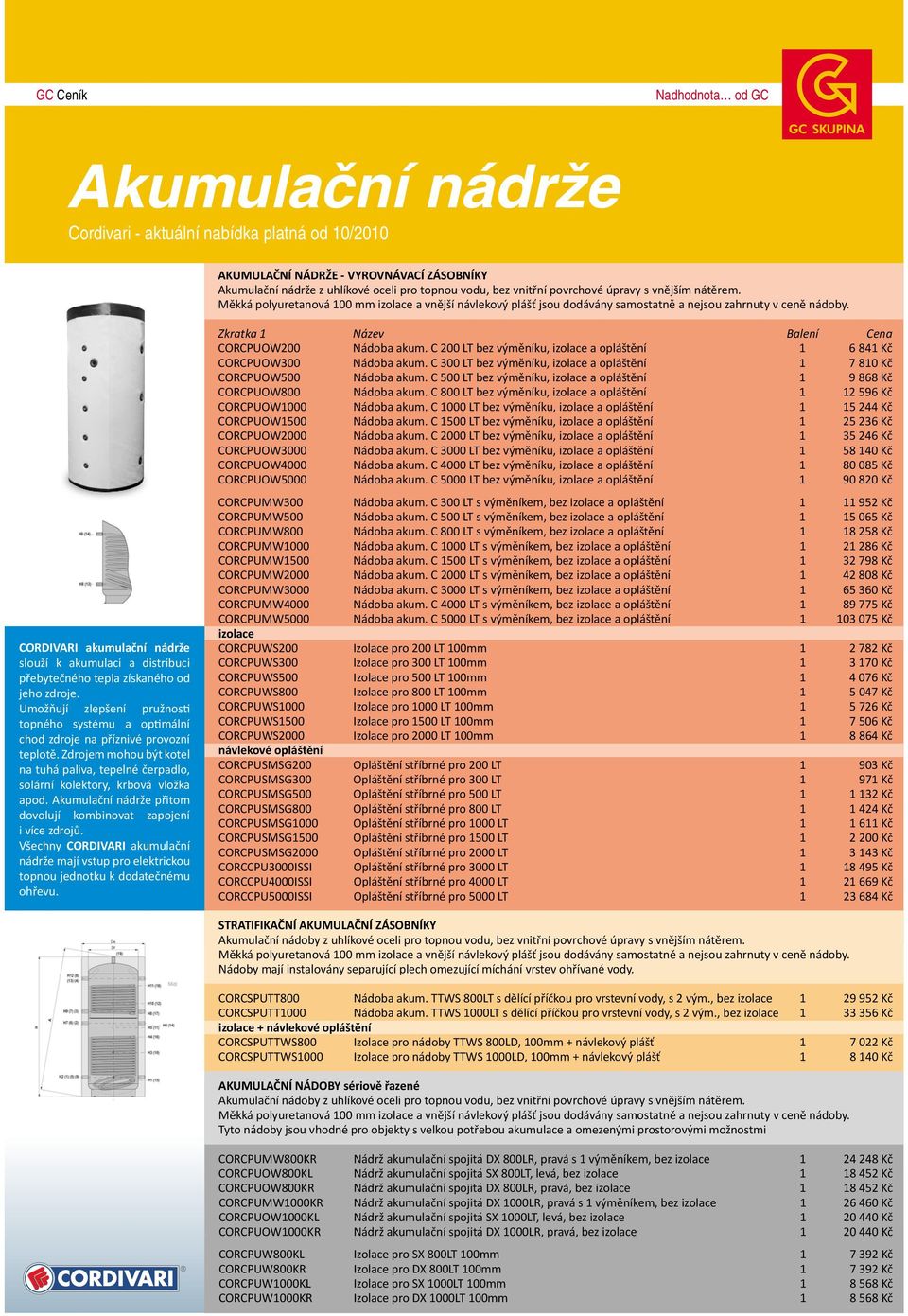 CORDIVARI akumulační nádrže slouží k akumulaci a distribuci přebytečného tepla získaného od jeho zdroje.