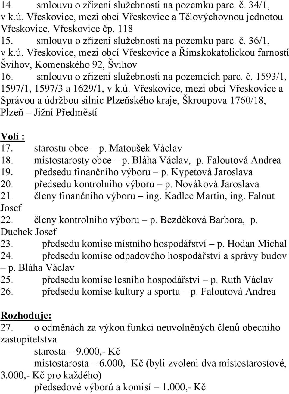smlouvu o zřízení služebnosti na pozemcích parc. č. 1593/1, 1597/1, 1597/3 a 1629/1, v k.ú.