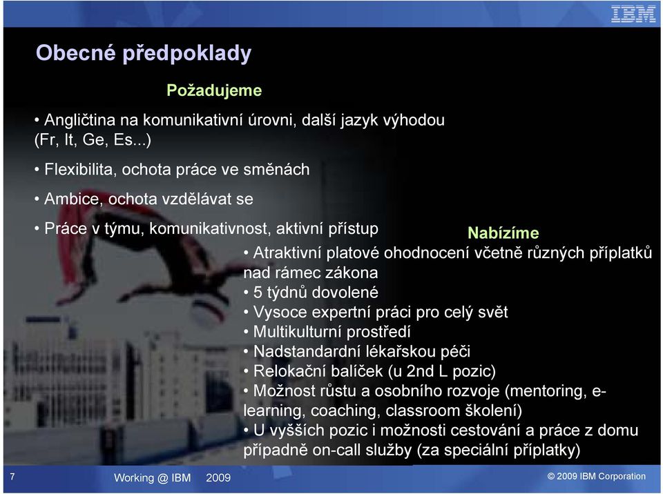 různých příplatků nad rámec zákona 5 týdnů dovolené Vysoce expertní práci pro celý svět Multikulturní prostředí Nadstandardní lékařskou péči Relokační balíček (u