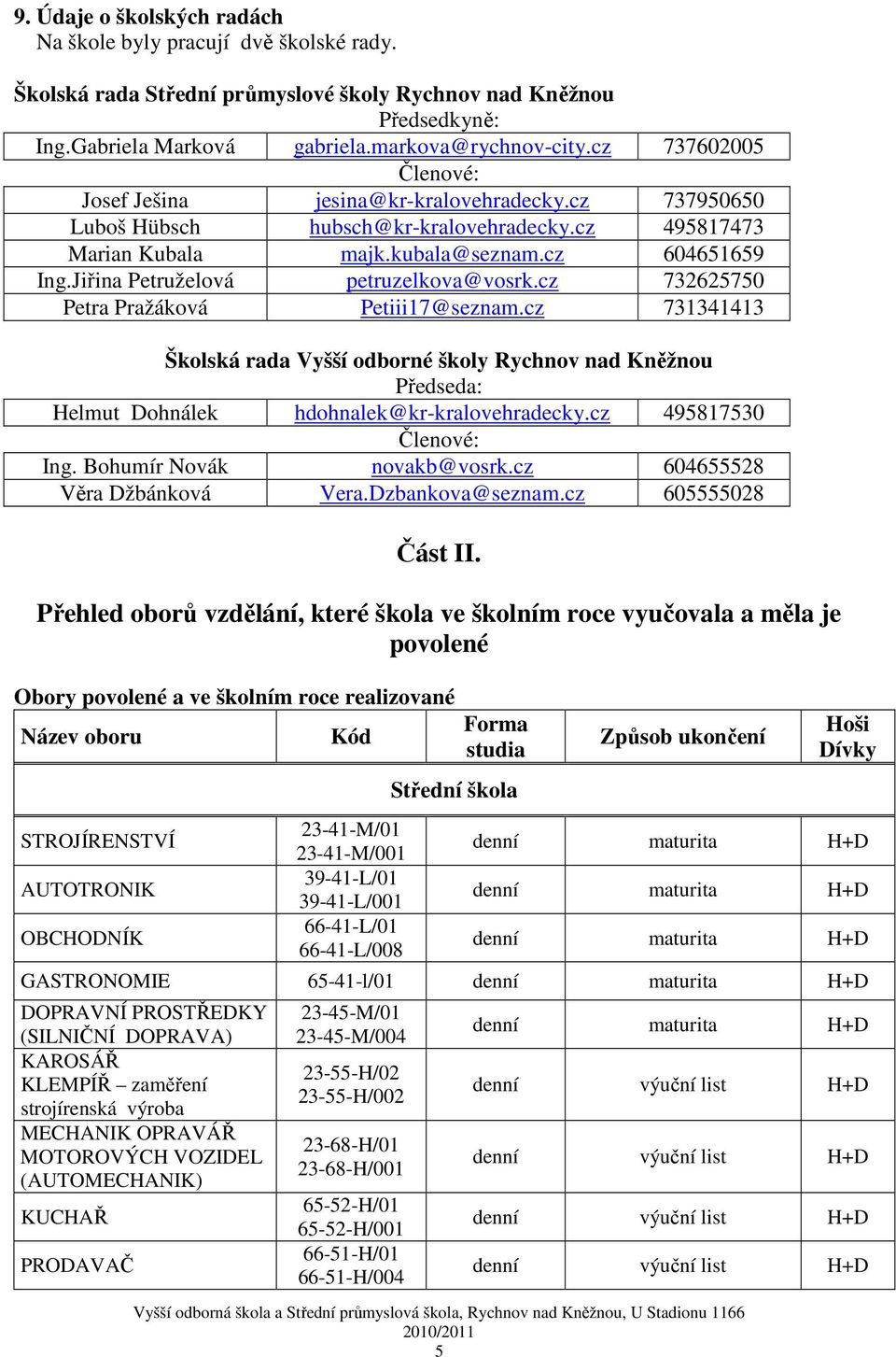Jiřina Petruželová petruzelkova@vosrk.cz 732625750 Petra Pražáková Petiii17@seznam.