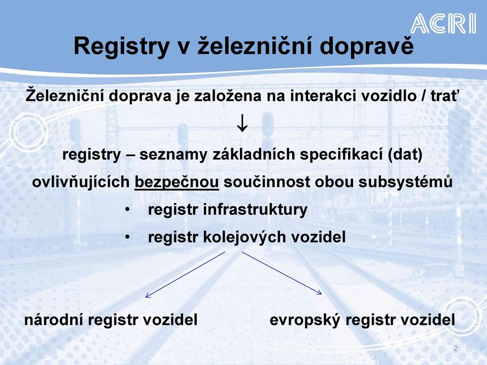 ovlivňujících bezpečnou součinnost obou subsystémů registr