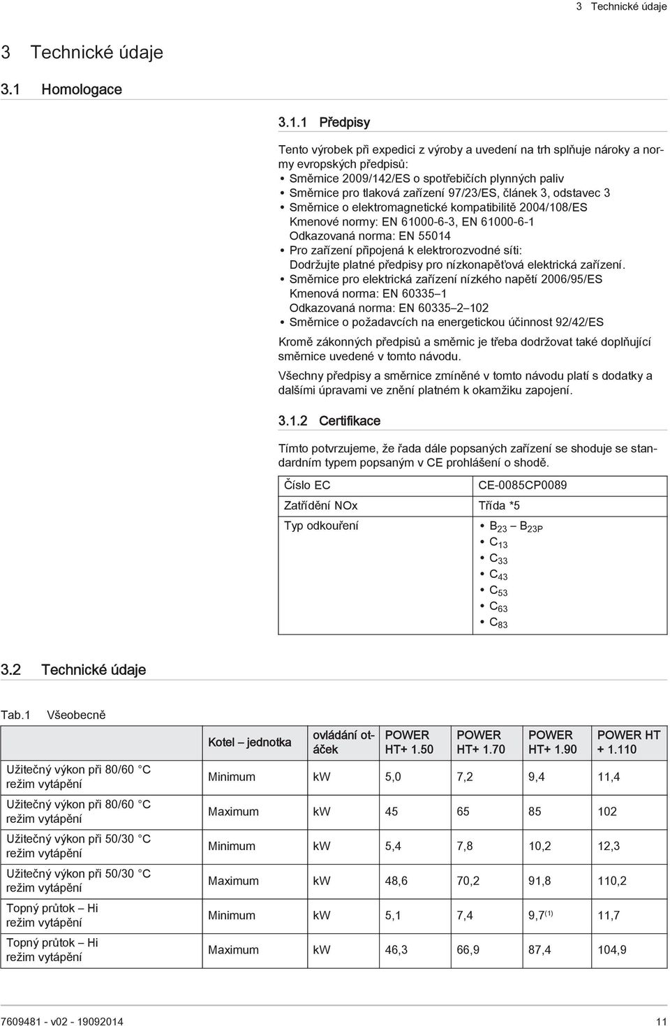 1 Předpisy Tento výrobek při expedici z výroby a uvedení na trh splňuje nároky a normy evropských předpisů: Směrnice 2009/142/ES o spotřebičích plynných paliv Směrnice pro tlaková zařízení 97/23/ES,