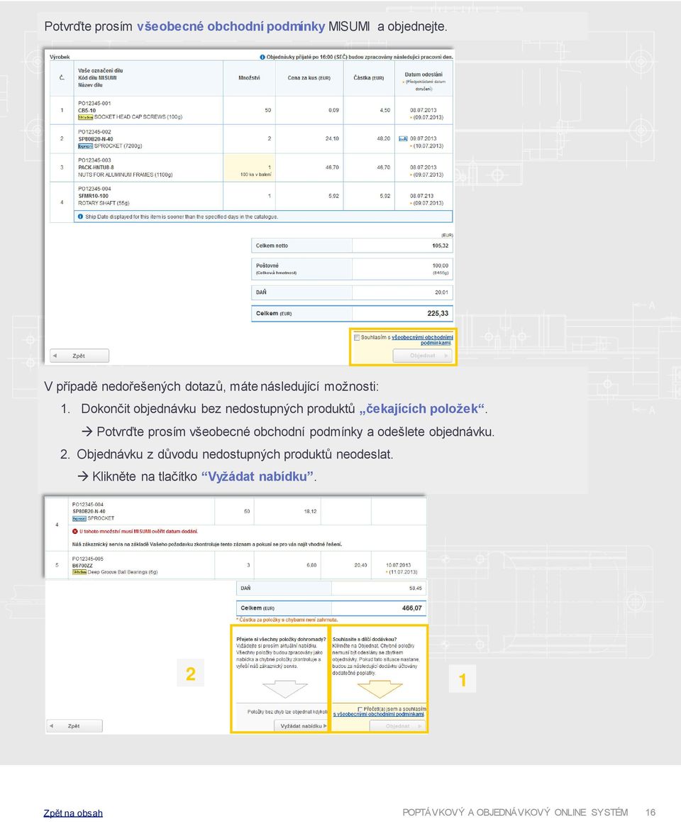 Dokončit objednávku bez nedostupných produktů čekajících položek.