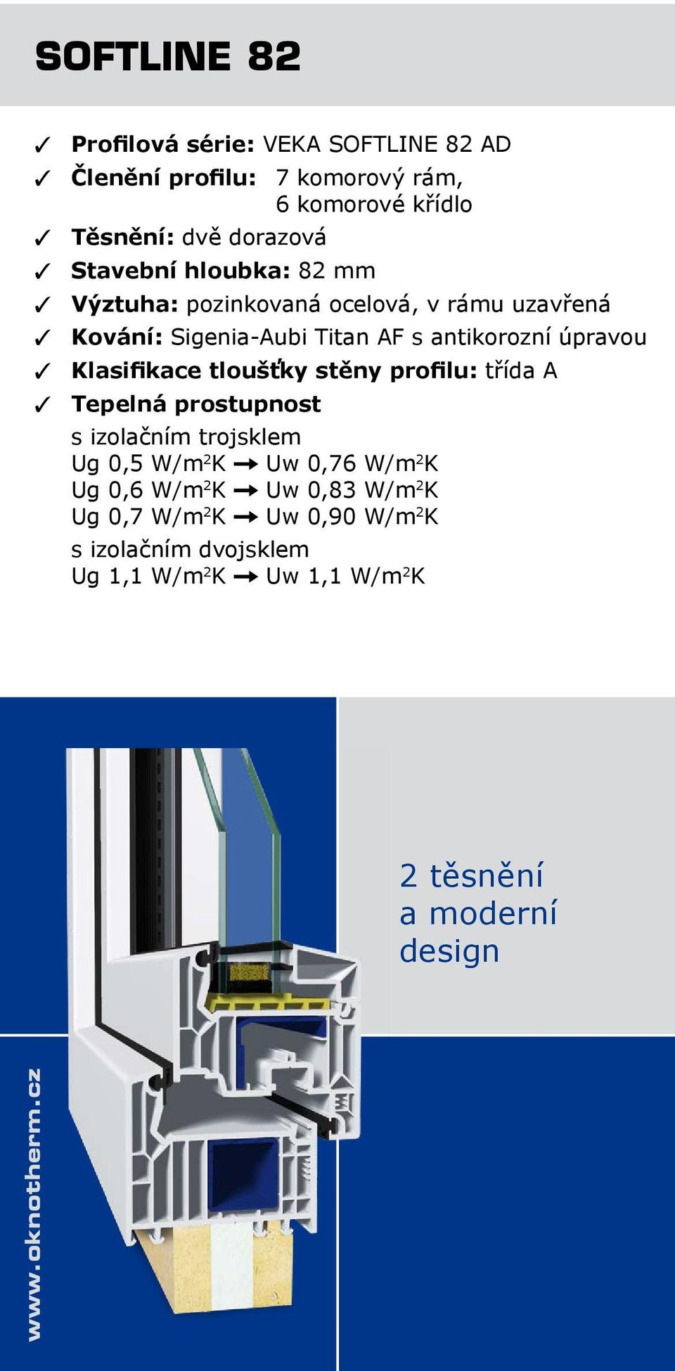 uzavřená T Kování: Sigenia-Aubi Titan AF s antikorozní úpravou Ug 0,5 W/m 2 K Uw 0,76 W/m 2 K Ug 0,6