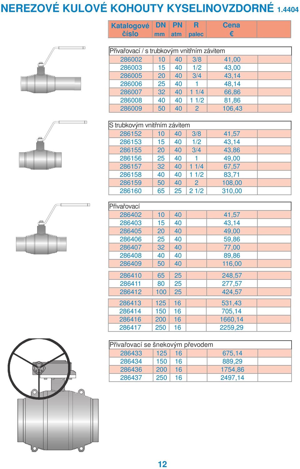 106,43 S trubkovým vnitřním závitem 286152 10 40 3/8 41,57 286153 15 40 1/2 43,14 286155 20 40 3/4 43,86 286156 25 40 1 49,00 286157 32 40 1 1/4 67,57 286158 40 40 1 1/2 83,71 286159 50 40 2 108,00