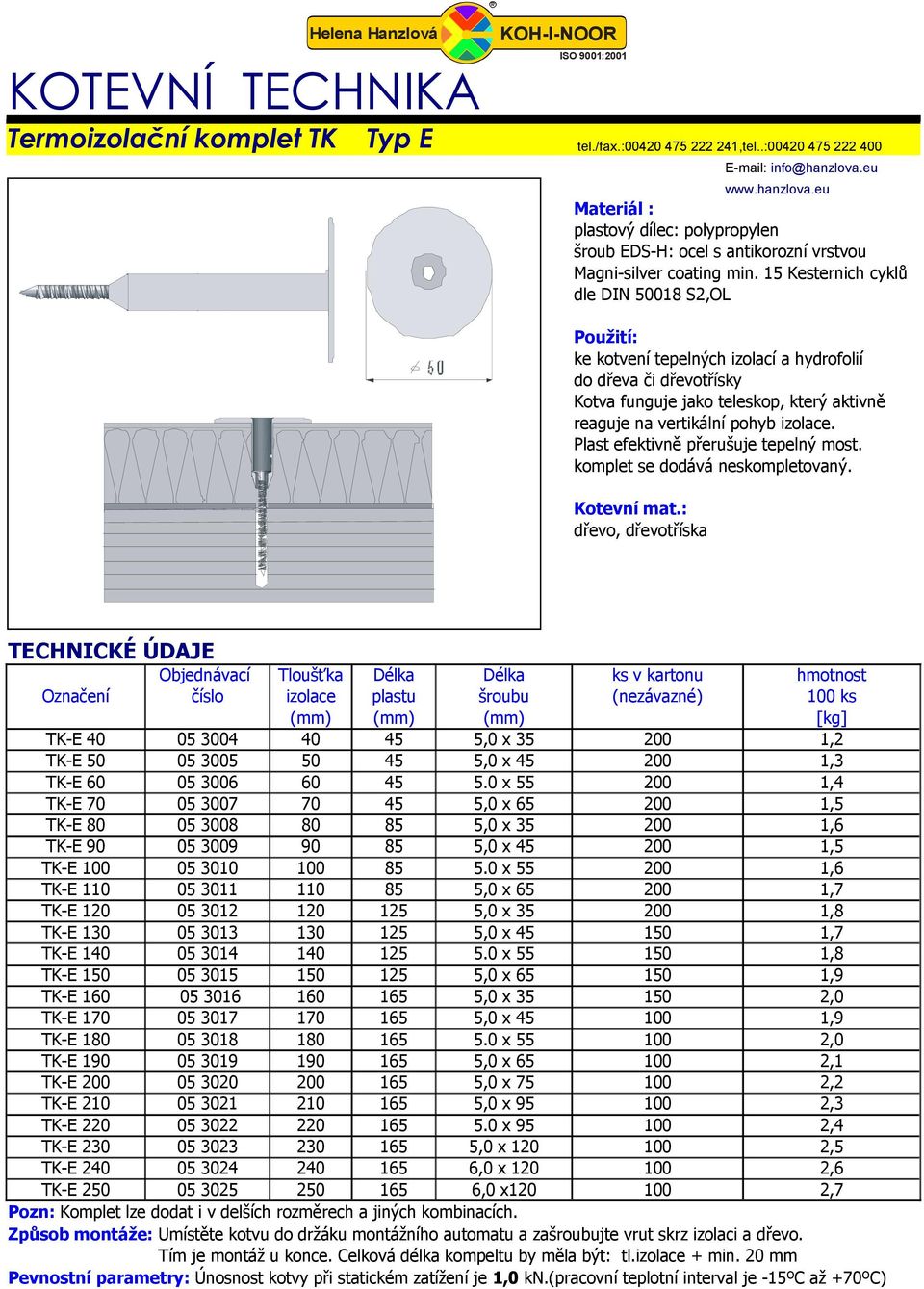 0 x 55 200 1,4 TK-E 70 05 3007 70 45 5,0 x 65 200 1,5 TK-E 80 05 3008 80 85 5,0 x 35 200 1,6 TK-E 90 05 3009 90 85 5,0 x 45 200 1,5 TK-E 100 05 3010 100 85 5.