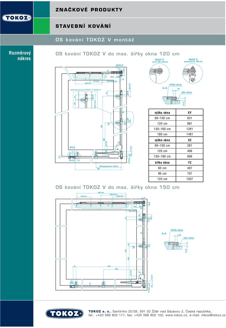 1281 180 cm 1481 v ka okna XZ 90 100 cm 281 120 cm 406 150 180 cm 606