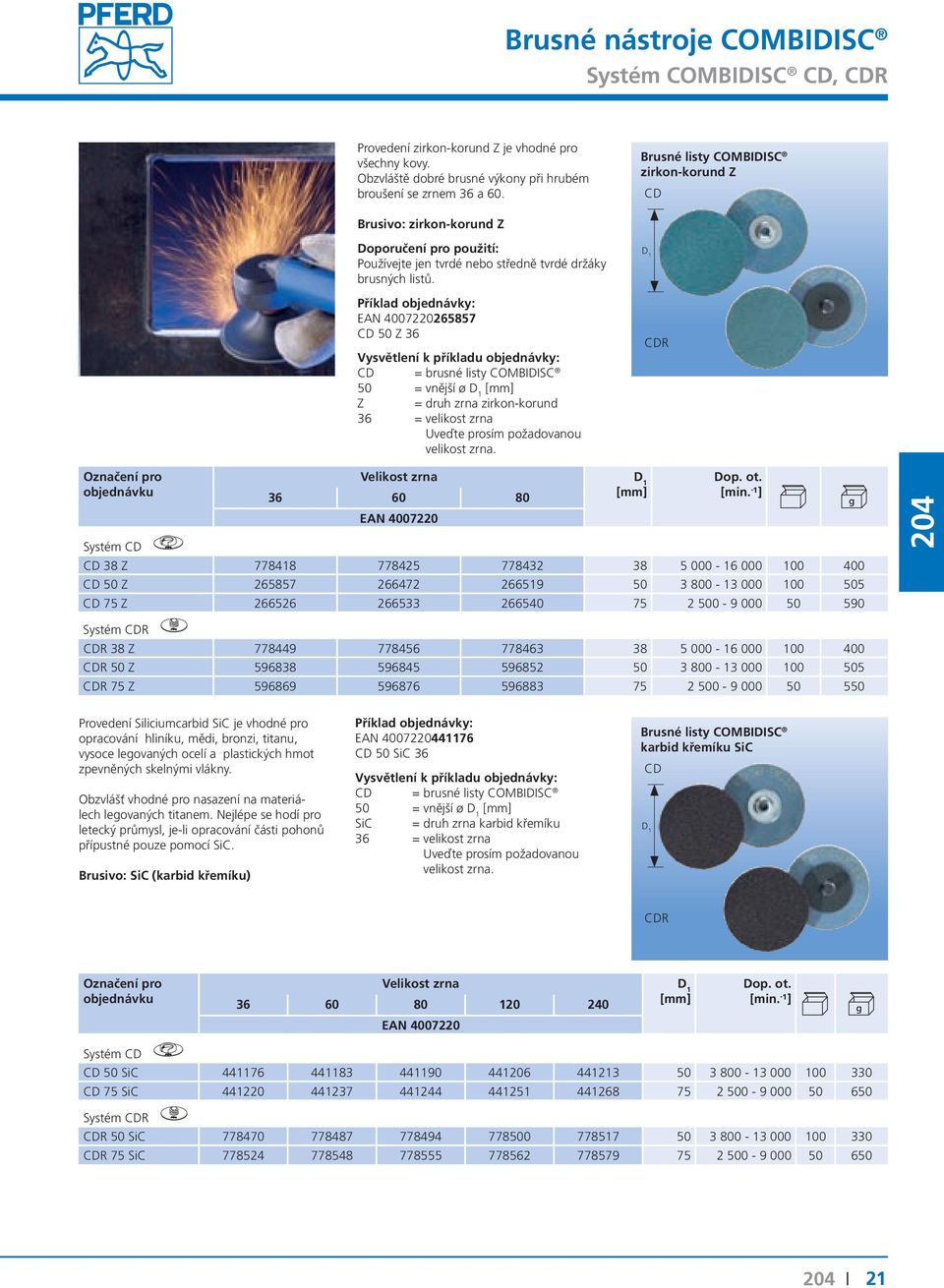 265857 50 Z 36 = brusné listy COMBIDISC 50 = vnější ø Z = druh zrna zirkon-korund 36 = velikost zrna Velikost zrna 36 60 80 38 Z 778418 778425 778432 38 5 000-16 000 100 400 50 Z 265857 266472 266519