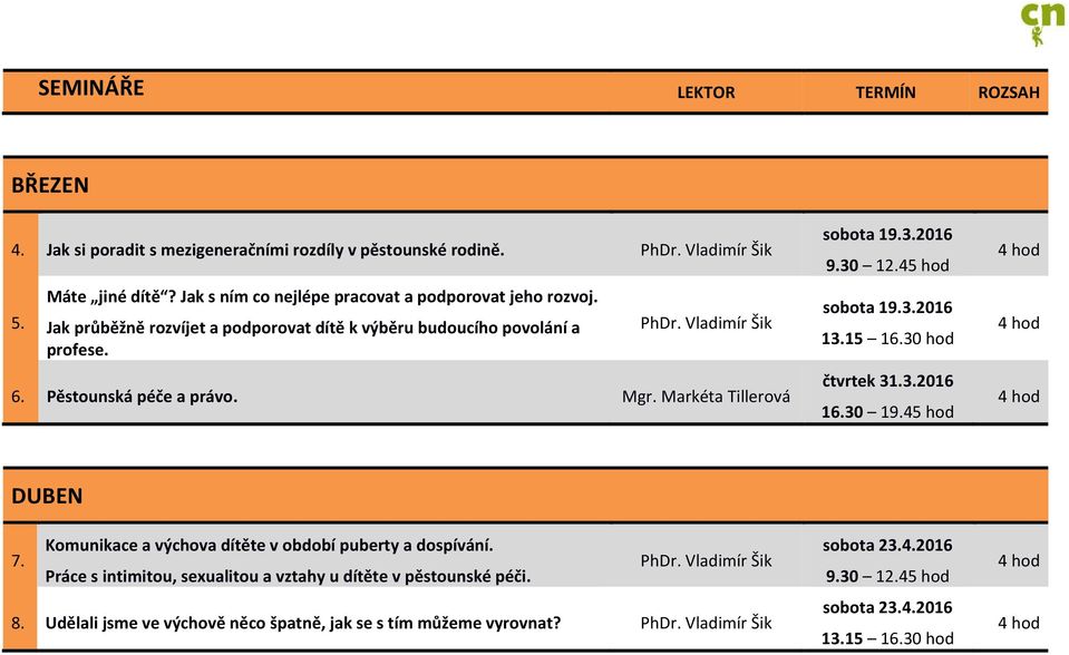 Pěstounská péče a právo. Mgr. Markéta Tillerová sobota 19.3.2016 sobota 19.3.2016 čtvrtek 31.3.2016 DUBEN 7.