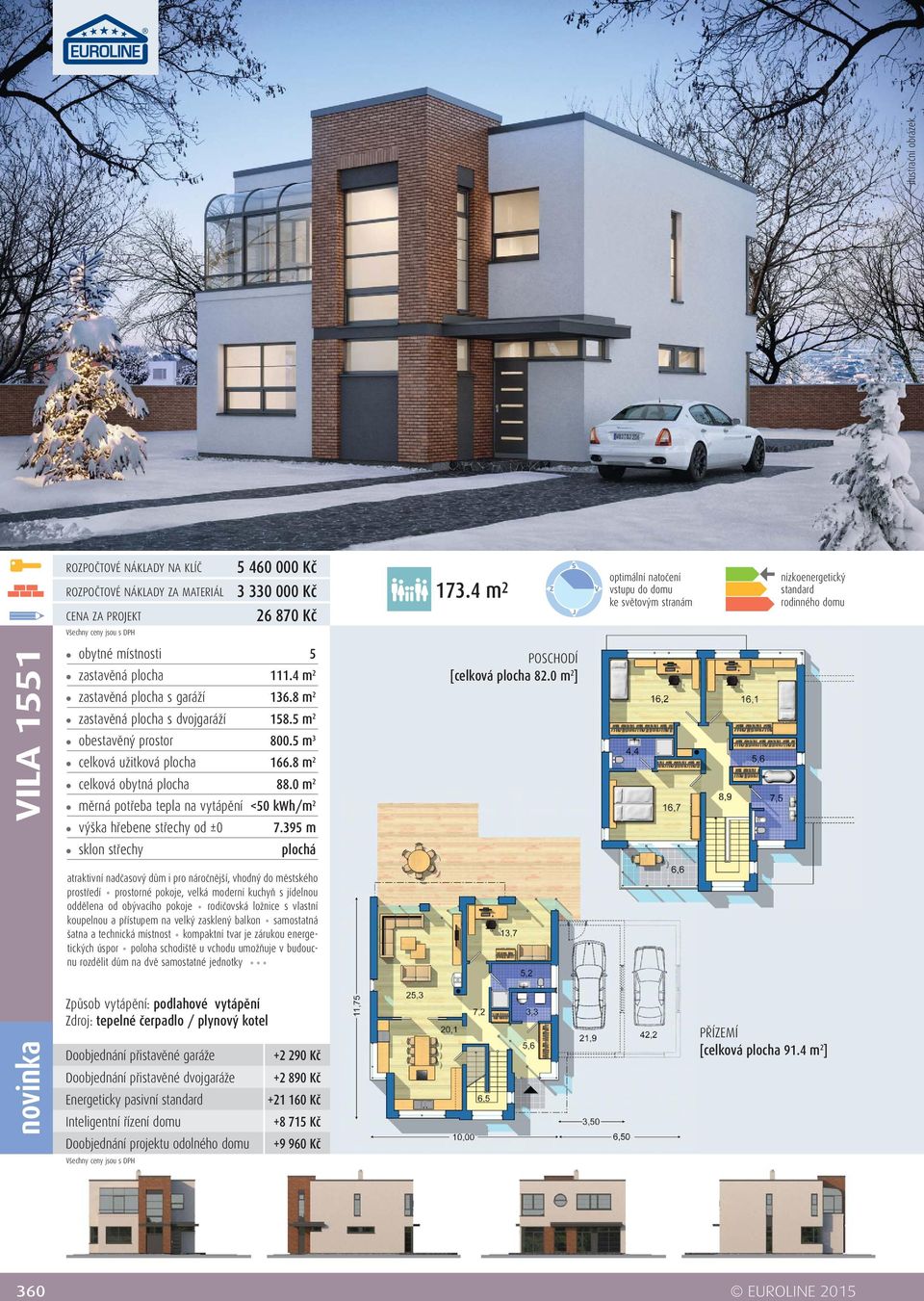 vlastní koupelnou a přístupem na velký zasklený balkon samostatná šatna a technická místnost kompaktní tvar je zárukou energetických úspor poloha schodiště u vchodu umožňuje