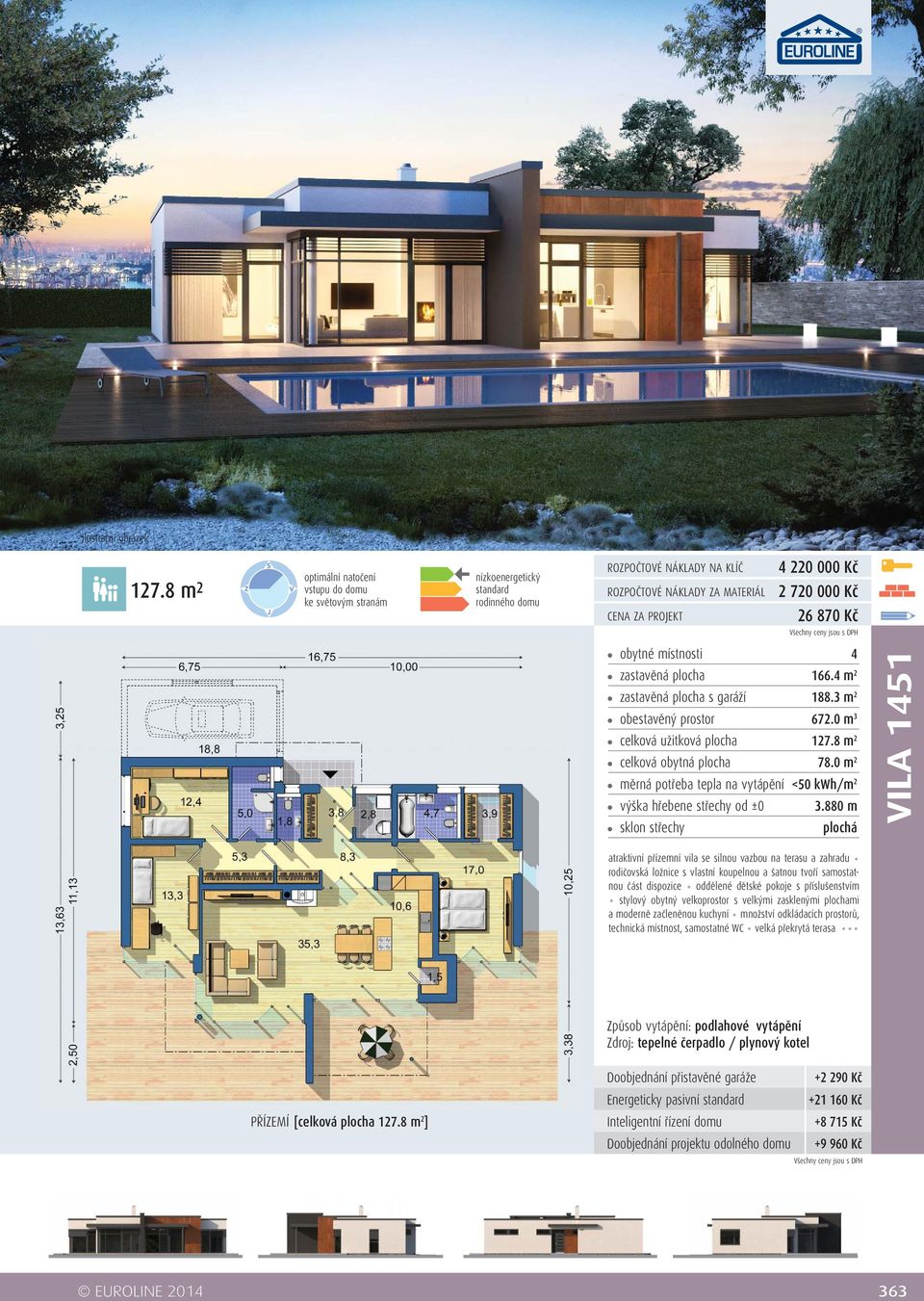 příslušenstvím stylový obytný velkoprostor s velkými zasklenými plochami a moderně začleněnou kuchyní množství odkládacích prostorů,