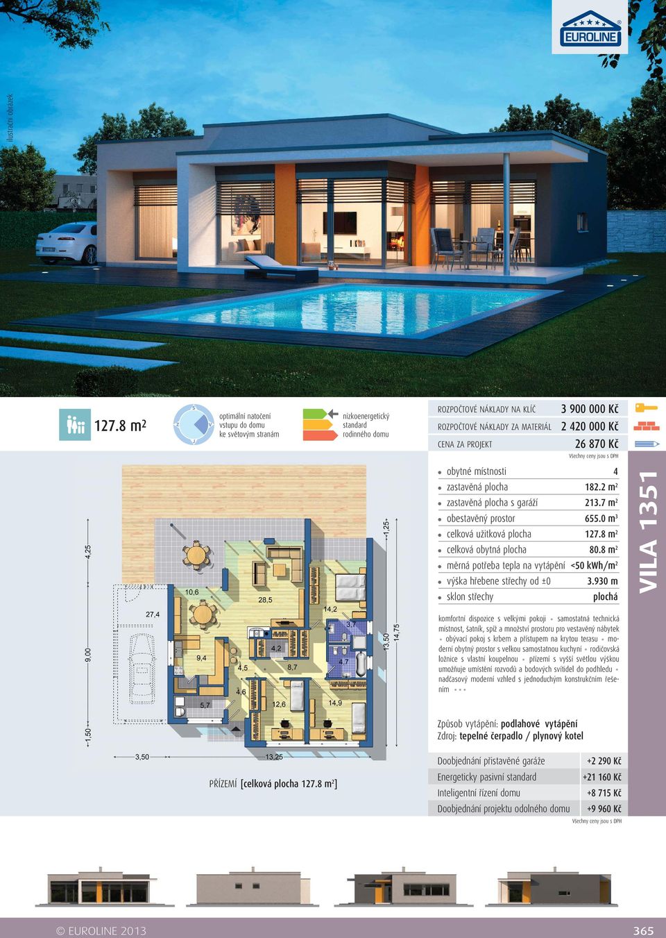 obytný prostor s velkou samostatnou kuchyní rodičovská ložnice s vlastní koupelnou přízemí s vyšší světlou výškou umožňuje umístění rozvodů a bodových