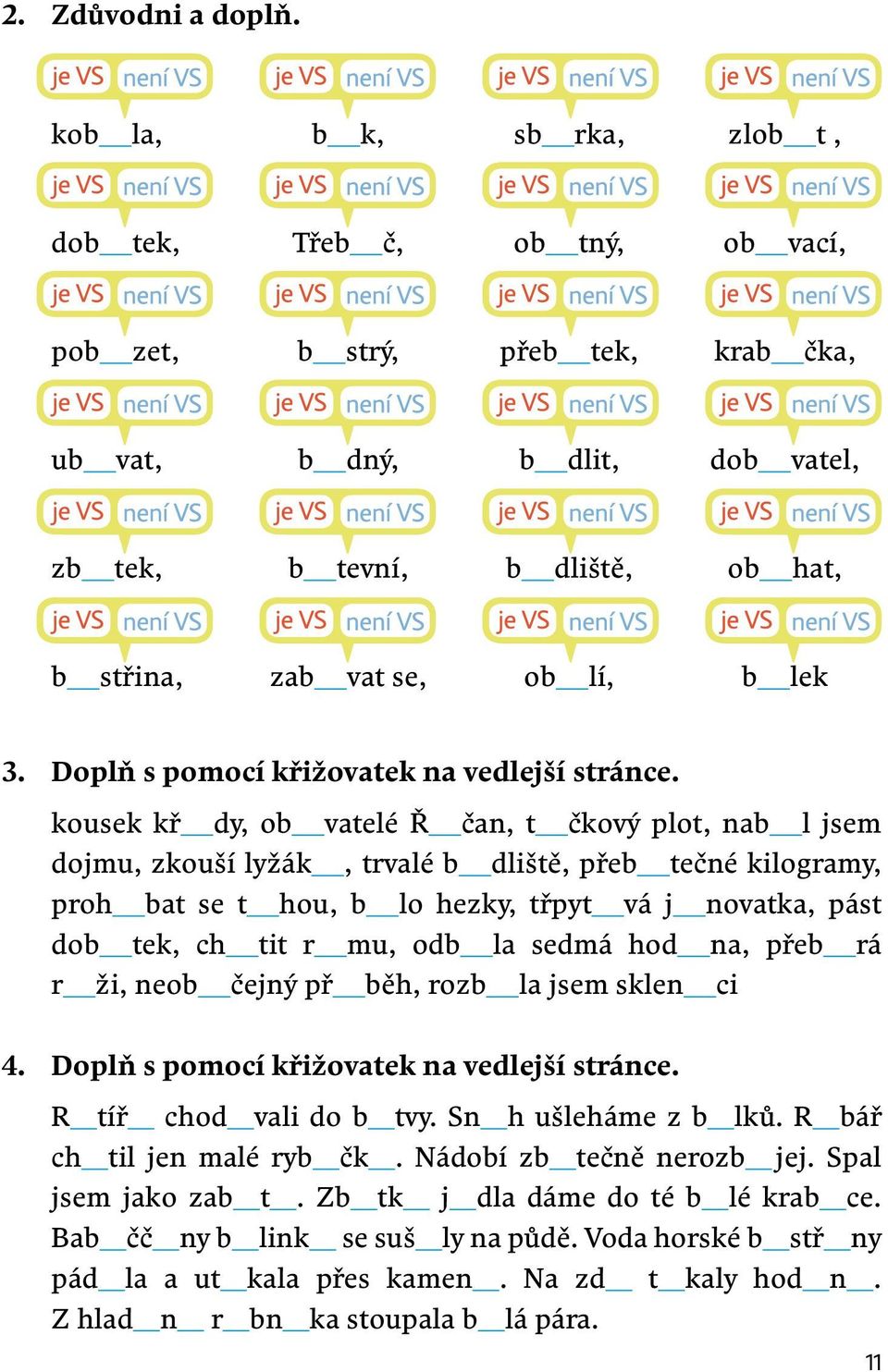 lek 3. Doplň s pomocí křižovatek na vedlejší stránce.