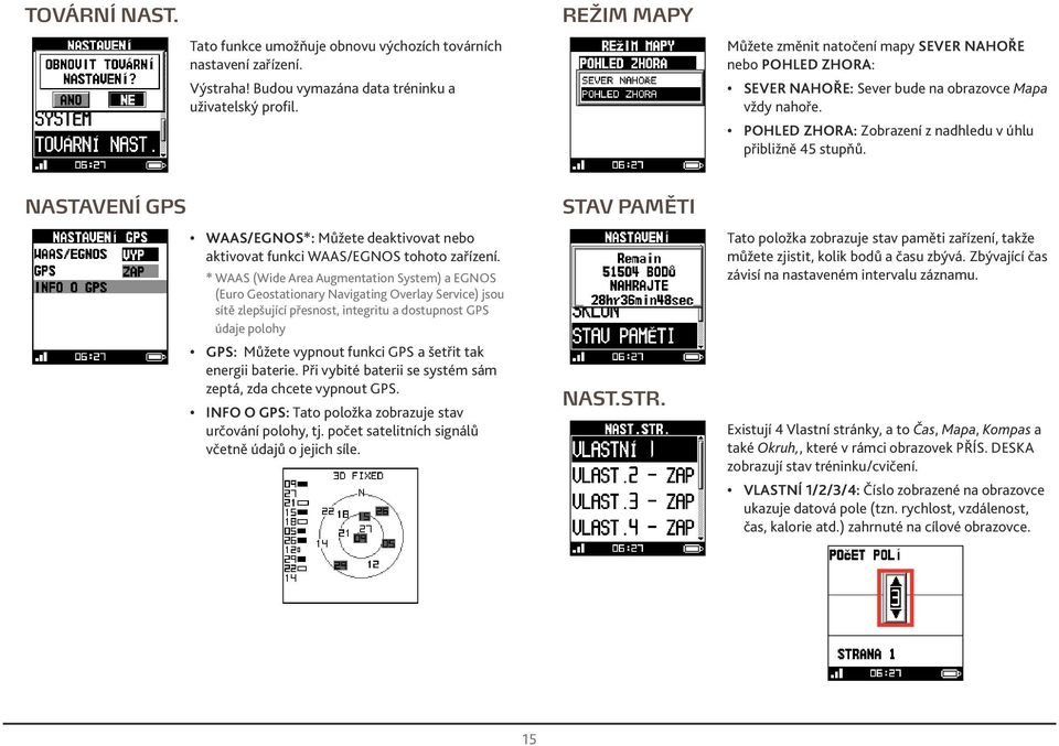 NASTAVENÍ GPS WAAS/EGNOS*: Můžete dektivovt nebo ktivovt funkci WAAS/EGNOS tohoto zřízení.