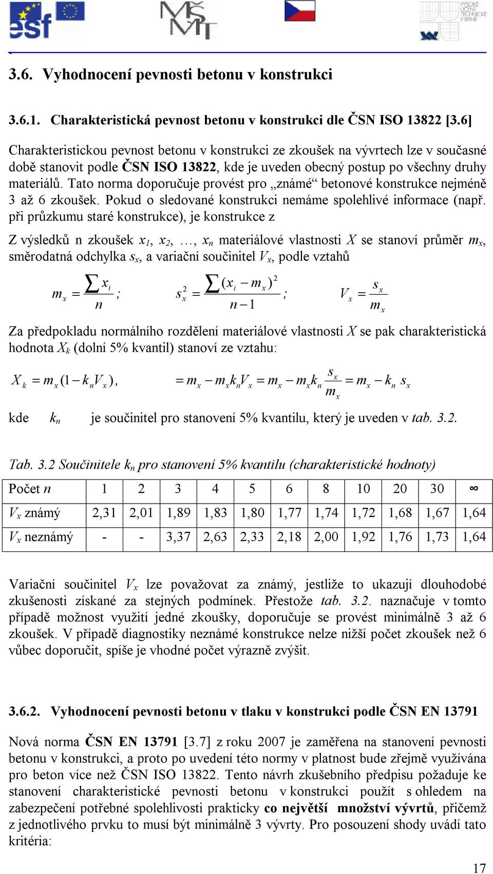 Tato nora doporučuje provést pro znáé betonové konstrukce nejéně 3 až 6 zkoušek. Pokud o sledované konstrukci neáe spolehlivé inorace (např.