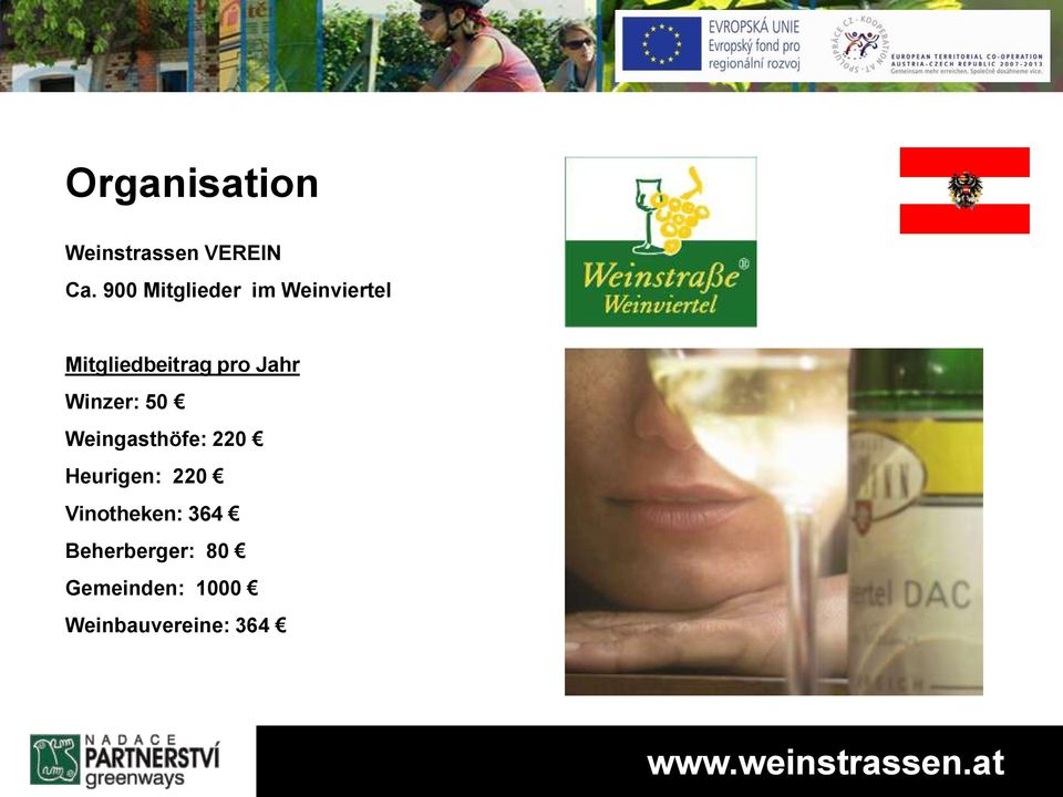 Winzer: 50 Weingasthöfe: 220 Heurigen: 220 Vinotheken: