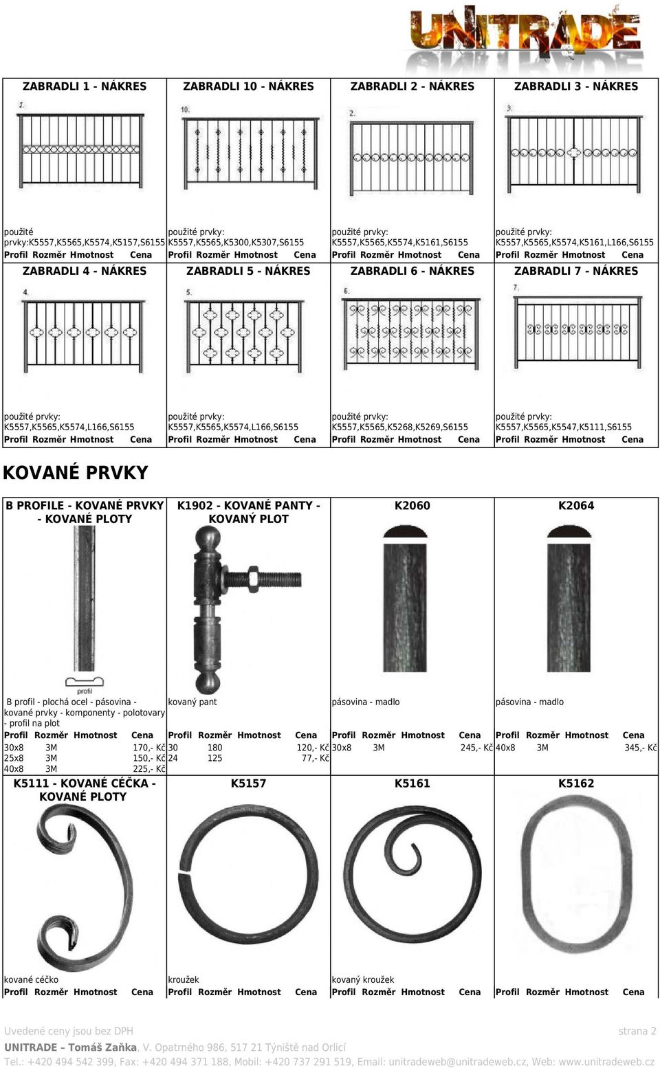 NÁKRES K5557,K5565,K5547,K5111,S6155 KOVANÉ PRVKY B PROFILE - KOVANÉ PRVKY - KOVANÉ PLOTY K1902 - KOVANÉ PANTY KOVANÝ PLOT B profil - plochá ocel - pásovina kovaný pant kované prvky - komponenty -