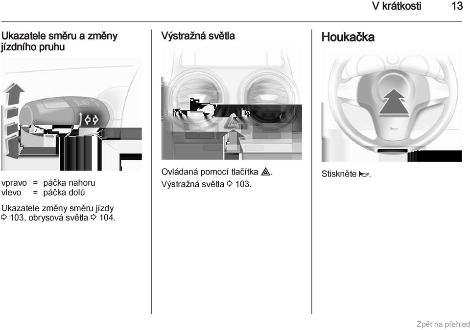 páčka dolů Ukazatele změny směru jízdy 3 103, obrysová