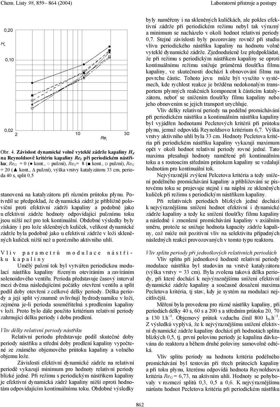 Potvdil se předpoklad, že dynamická zádž je přibližně poloviční poti efektivní zádži kapaliny a podobně jako u efektivní zádže hodnoty odpovídající pulznímu toku jsou nižší než po tok kontinuální.