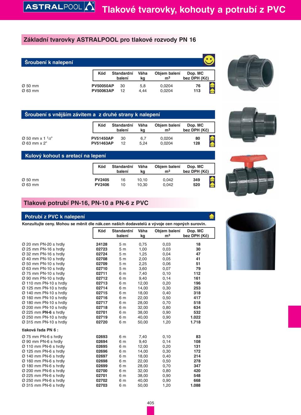 Tlakové potrubí PN-16, PN-10 a PN-6 z PVC Potrubí z PVC k nalepení Konzultujte ceny. Mohou se měnit dle nák.cen našich dodavatelů a vývoje cen ropných surovin.