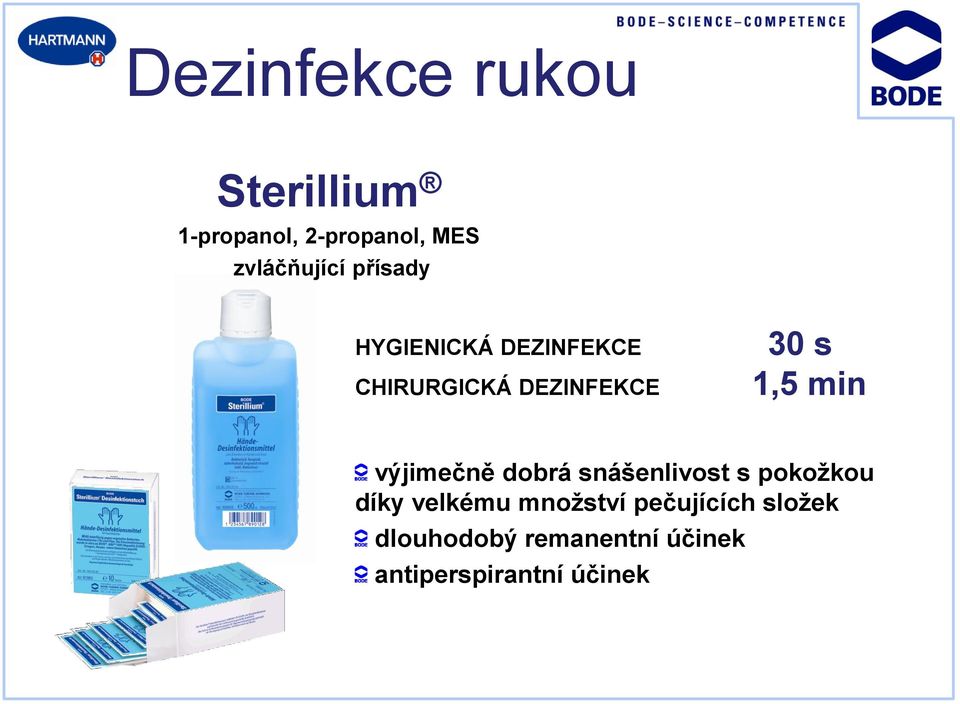 30 s 1,5 min výjimečně dobrá snášenlivost s pokožkou díky velkému