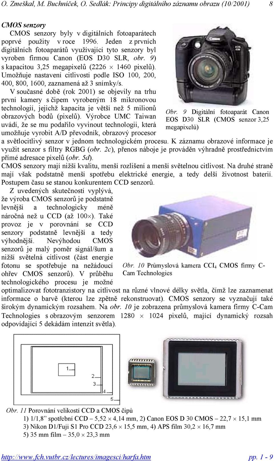 V současné době (rok 2001) se objevily na trhu první kamery s čipem vyrobeným 18 mikronovou technologií, jejichž kapacita je větší než 5 milionů obrazových bodů (pixelů).