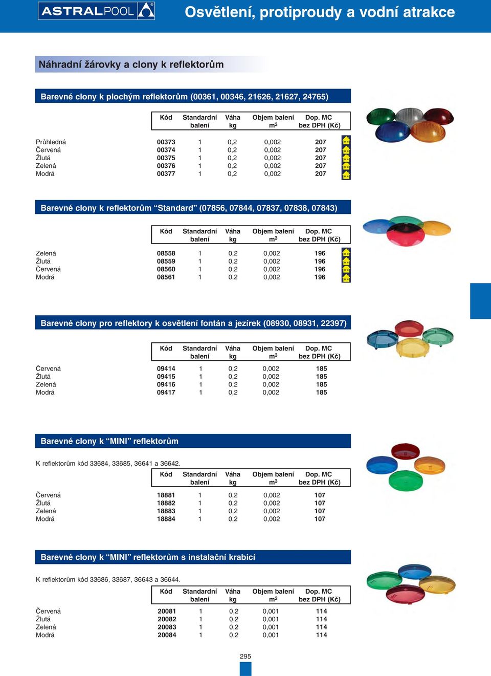 08560 1 0,2 0,002 196 Modrá 08561 1 0,2 0,002 196 Barevné clony pro reflektory k osvětlení fontán a jezírek (08930, 08931, 22397) Červená 09414 1 0,2 0,002 185 Žlutá 09415 1 0,2 0,002 185 Zelená