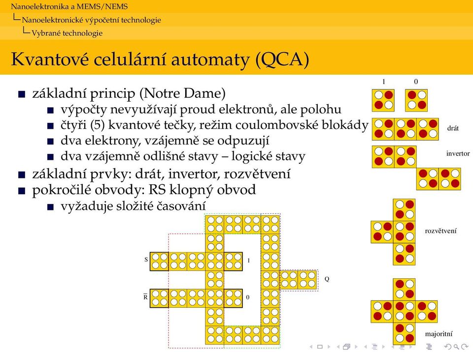 blokády dva elektrony, vzájemně se odpuzují dva vzájemně odlišné stavy logické stavy základní prvky: drát,