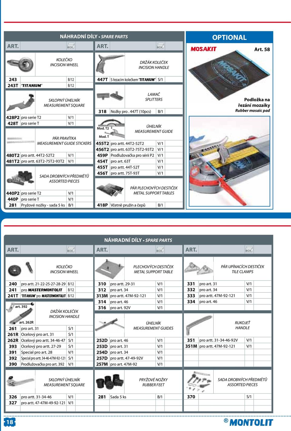 STICKERS 480T2 pro artt. 44T2-52T2 V/1 481T2 pro artt.