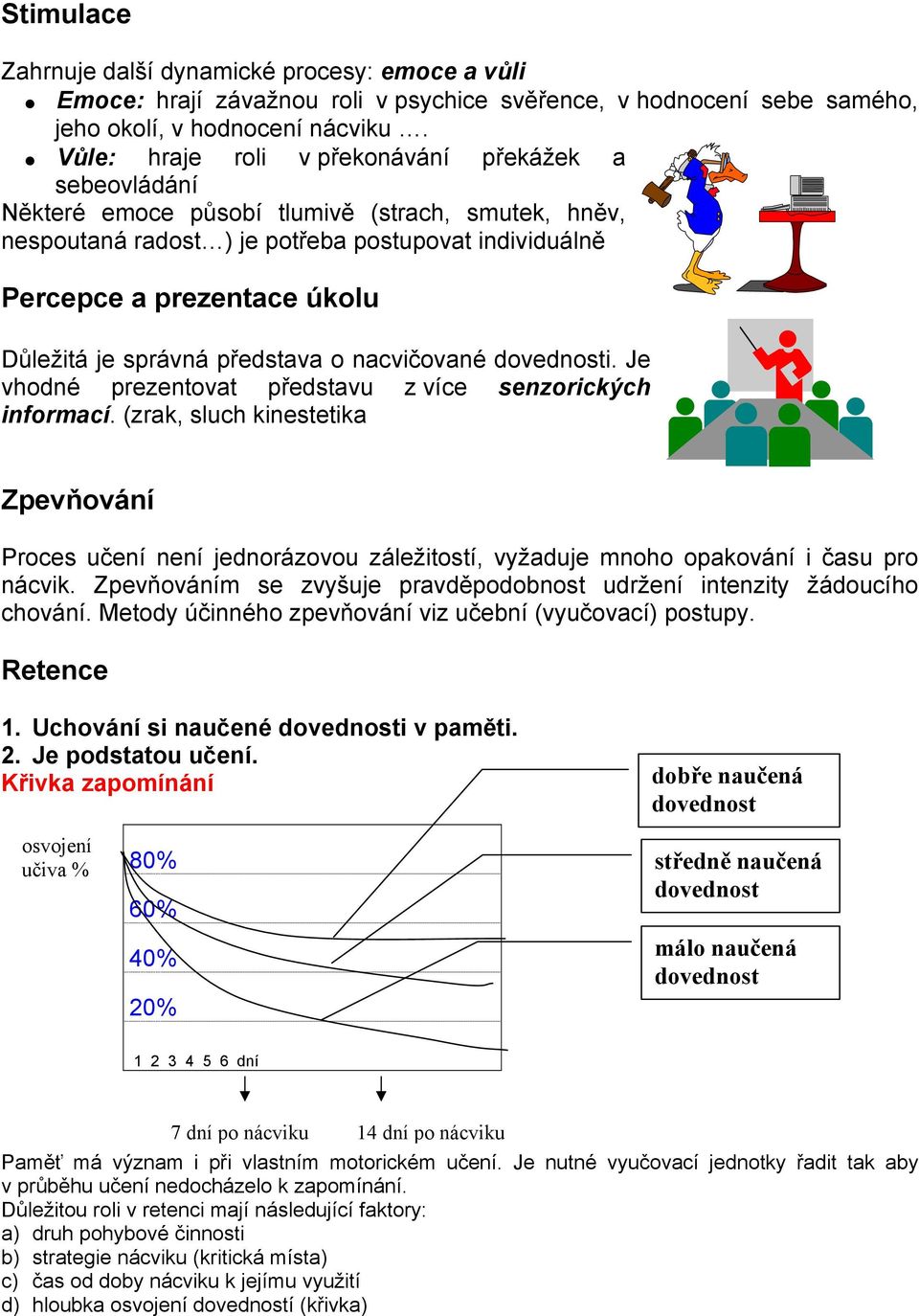 je správná představa o nacvičované dovednosti. Je vhodné prezentovat představu z více senzorických informací.