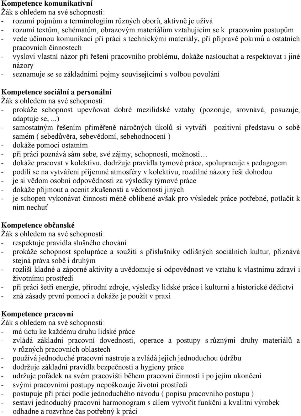 seznamuje se se základními pojmy souvisejícími s volbou povolání Kompetence sociální a personální - prokáže schopnost upevňovat dobré mezilidské vztahy (pozoruje, srovnává, posuzuje, adaptuje se,.