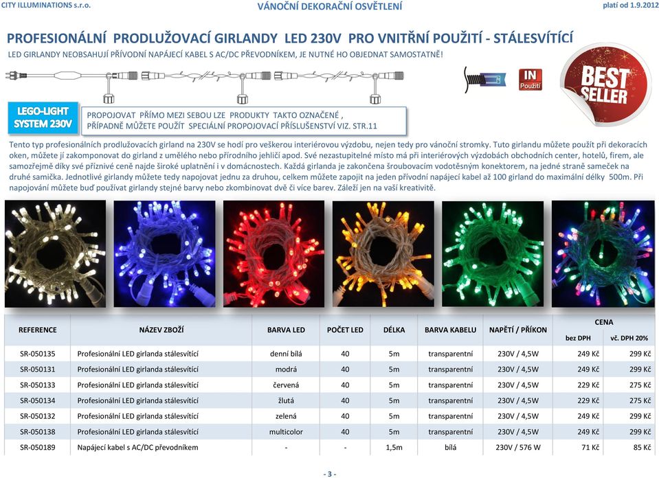 11 Tento typ profesionálních prodlužovacích girland na 230V se hodí pro veškerou interiérovou výzdobu, nejen tedy pro vánoční stromky.